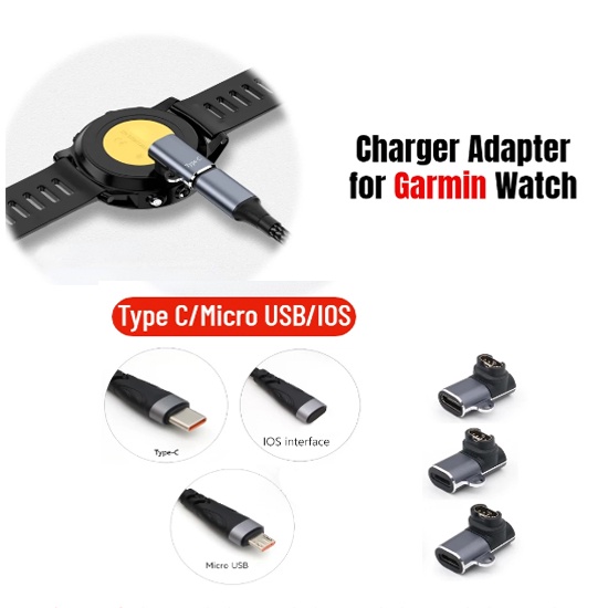 หัวชาร์จนาฬิกาข้อศอก  90°  Vertical Bend Charger Adapter for Garmin 970/965/955/945/935/570/165/245/255/265/Fenix/Venu