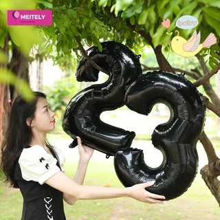 🔥พร้อมส่ง🔥 ลูกโป่งเลขวันเกิด 32 นิ้ว สีดำ Black number ฟอยล์ตัวเลข สำหรับตกแต่งปาร์ตี้วันเกิด ตัวเลขขนาดใหญ่