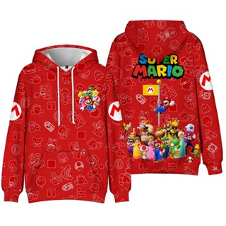 เสื้อกันหนาวลําลอง มีฮู้ด ลายเกม Super Mario Merchandise สําหรับผู้ชาย และผู้หญิง