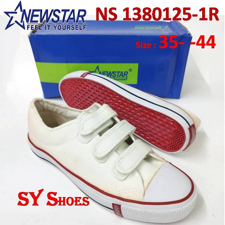 (SY Shoes) NEWSTAR 3-Straps White School Shoes/KASUT SEKOLAH PUTIH LEKAT TIGA (NS 1380125-1R)504