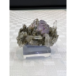 Purple Fluorite Cube with Crystal Quartz Specimen