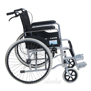 DUDEE wheelchair รถเข็นผู้ป่วย วีลแชร์ พับได้ น้ำหนักเบา กะทัดรัด ล้อ 24 นิ้ว มีเบรค หน้า,หลัง 4 จุด สีดำ รถเข็นผู้ป่วย