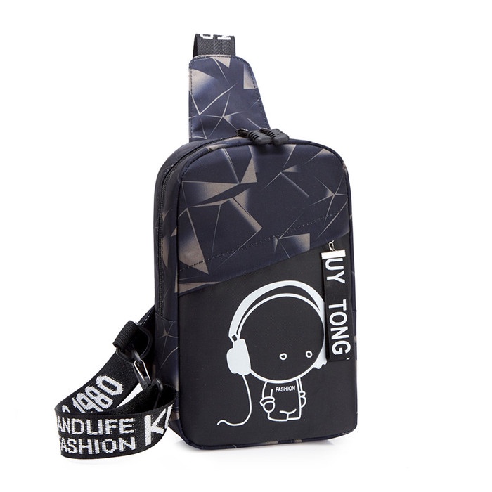 Freeknight Mens Luminous Casual Fashion Sling Bag TS409 - สีดํา J1V7