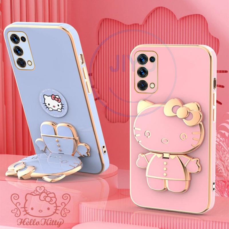 สําหรับ เคส OPPO Reno 5 5F 4 Pro Reno 2 2Z 2F 10X Zoom เคสโทรศัพท์ซิลิโคน แบบนิ่ม พร้อมกระจกแต่งหน้า พับได้