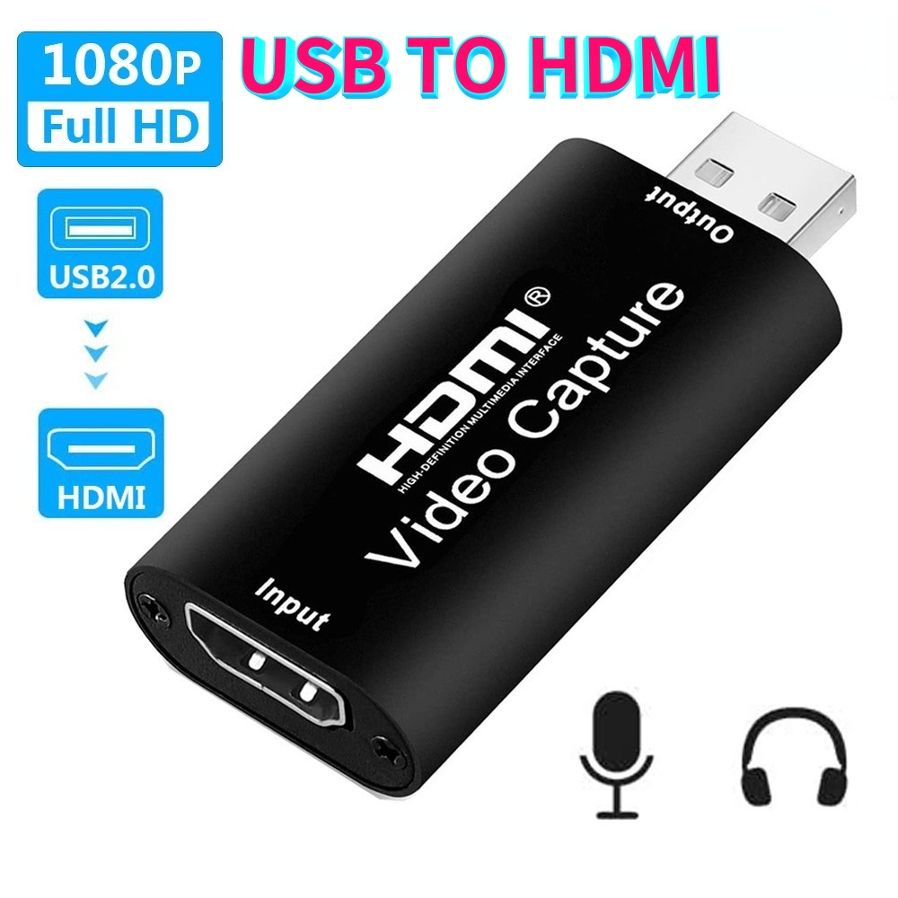 USB TO HDMI การ์ดจับภาพวิดีโอเสียง 4K HDMI เป็น USB 2.0 Cam Link Live Video Capture Card 1080P อะแดปเตอร์อุปกรณ์
