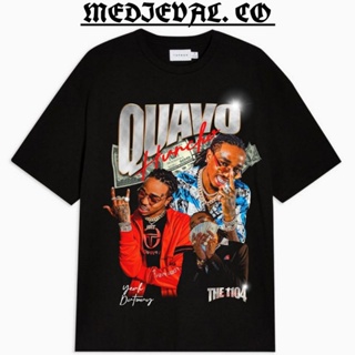 [S-5XL]Quavo HUNCHO เสื้อยืดลําลอง แขนสั้น พิมพ์ลาย RAPPER NO BRAINER VINTAGE RAP TEE สีดํา สําหรับผู้ชาย ผู้หญิง 3_03