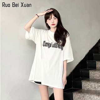 RUO BEI XUAN เสื้อยืดสตรี 2022 ใหม่หลวมสไตล์เกาหลีเสื้อลำลอง