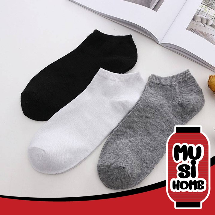 MUSI.HOME【ถูกที่สุด】ถุงเท้าสีพื้นข้อสั้น ใส่สบาย ไม่อับชื้น ป้ายญี่ปุ่น สีพื้นอย่างหนา คุณภาพดี E50