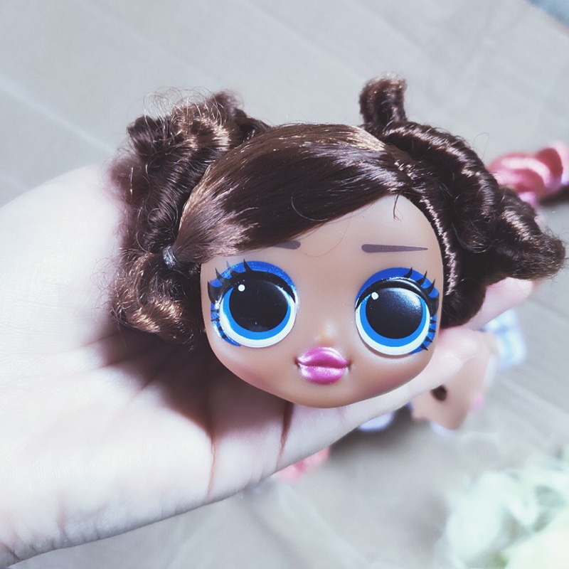 ใหม่ หัวตุ๊กตาน้องสาวตัวใหญ่ พร้อมแป้งโดว์ทอด สีม่วง สําหรับตุ๊กตาสไลม์
