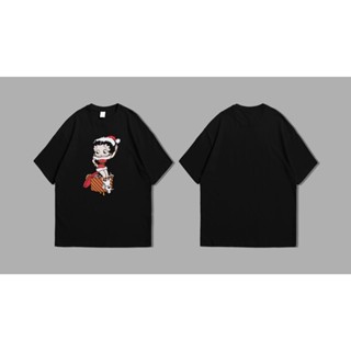 T-Shirtเสื้อยืด พิมพ์ลายคริสต์มาส MERRY CHRISTMAS BETTY BOOP CHRISTMAS NATALAN สําหรับผู้ชาย และผู้หญิง S-5XL