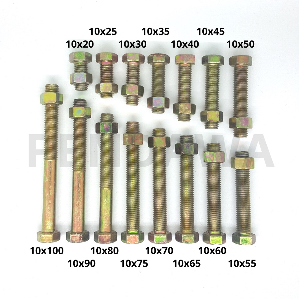 น็อตสลักเกลียวสีเหลือง M10 x 55 มม. BMK M10 x 55 มม. P 1.25 คีย์ 14 TMS ยี่ห้อ