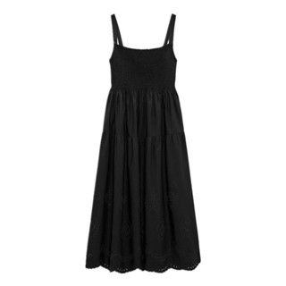 Zara KISS ชุดเดรส ยาวปานกลาง ปักลาย สีดํา พลัสไซซ์ สําหรับผู้หญิง7521305 800
