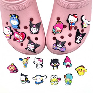 Hello Kitty Jibits Croc Pin Sanrio Kuromi Jibbits Charm อะนิเมะญี่ปุ่น Jibitz สําหรับเด็ก My Melody อุปกรณ์ตกแต่งรองเท้า จี้หมุด