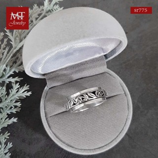 MT แหวนเงินแท้  ลายดอกไม้ และใบไม้ แบบหมุนได้ ไซส์: 56, 59, 61, 62, 64, 67 Solid 925 Sterling Silver Ring (sr775) MT Jewelry มณีธารา