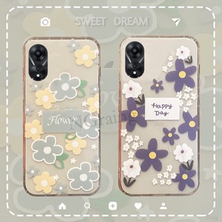 เคสโทรศัพท์มือถือ ซิลิโคนนิ่ม ใส กันกระแทก ลายดอกไม้ เรียบง่าย สําหรับ OPPO A78 5G OPPOA78