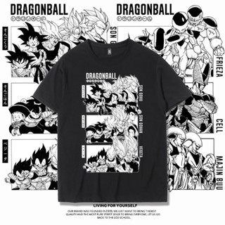 ผ้าฝ้ายแท้เสื้อยืดแขนสั้น ผ้าฝ้ายแท้ พิมพ์ลายดราก้อนบอล Buo Freeza Vegeta Goku Super Saiyan สําหรับผู้ชายS-4XL_05