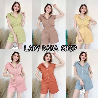 🧡LADY DAKA SHOP🧡 ชุดเซ็ท2ชิ้น เสื้อแขนสั้นคอปกระดุมหน้า+กางเกงขาสั้น มีกระเป๋า ผ้าลูกฟูก ทรงสวย