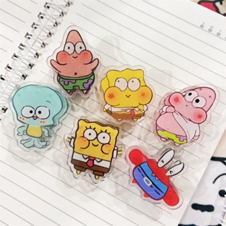 คลิปอะคริลิคใส ลายการ์ตูน Spongebob SquarePants Fishtail สองด้าน สําหรับจัดเก็บของ