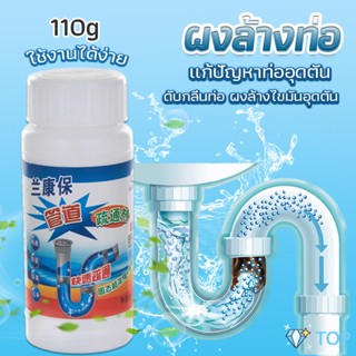 แก้ปัญหาท่ออุดตัน เกร็ดสลายล้างท่อ โซดาไฟ แบบขวด110 g น้ำยาล้างท่อ น้ำยาล้างท่อตัน Solid pipe solution powder