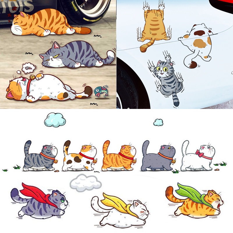 [แนะนํา] สนุกสัตว์เลี้ยงแมว เกา สติกเกอร์ติดทนนานการ์ตูนอัตโนมัติ แอพพลิเคชั่น รถ พีวีซี ตัวเอง กาวสติกเกอร์ปีนเขาแมวกันน้ํารูปแบบรูปลอกน่ารักรถตกแต่งรูปลอก