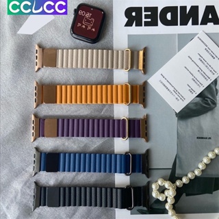 Cclcc สายนาฬิกาข้อมือหนัง แม่เหล็ก สําหรับ Apple Watch Band Series Ultra SE 8 7 6 5 4 3 2 1 iWatch 38 มม. 40 มม. 41 มม. 42 มม. 44 มม. 45 มม. 49 มม.