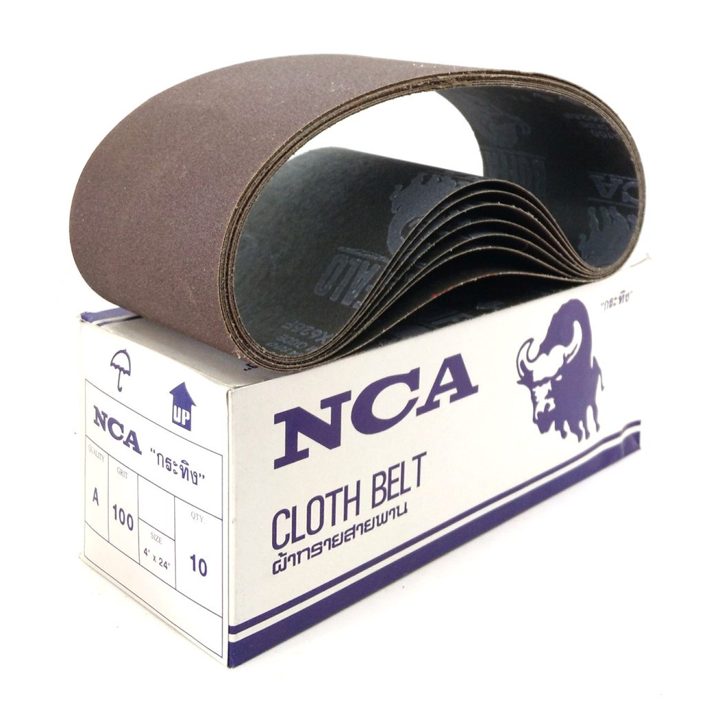 🛠พร้อมส่ง กระดาษทราย ผ้าทรายสายพาน NCA  ตรากระทิง ขนาด 4” x 24”  (กล่อง)🛠