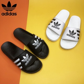 Adidasรองเท้าแตะลำลองแฟชั่นสำหรับผู้ชายและผู้หญิง พื้นรองเท้ากันลื่นสวมใส่นุ่มสบาย