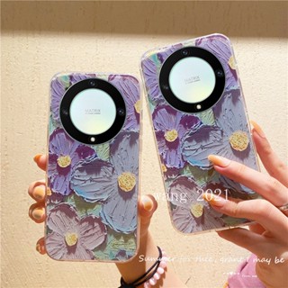 Ready Stock 2023 New Phone Case Honor X9a 5G เคส Casing Colorful Flowers Vintage Painting Transparent Anti-fall Soft Case Back Cover เคสโทรศัพท