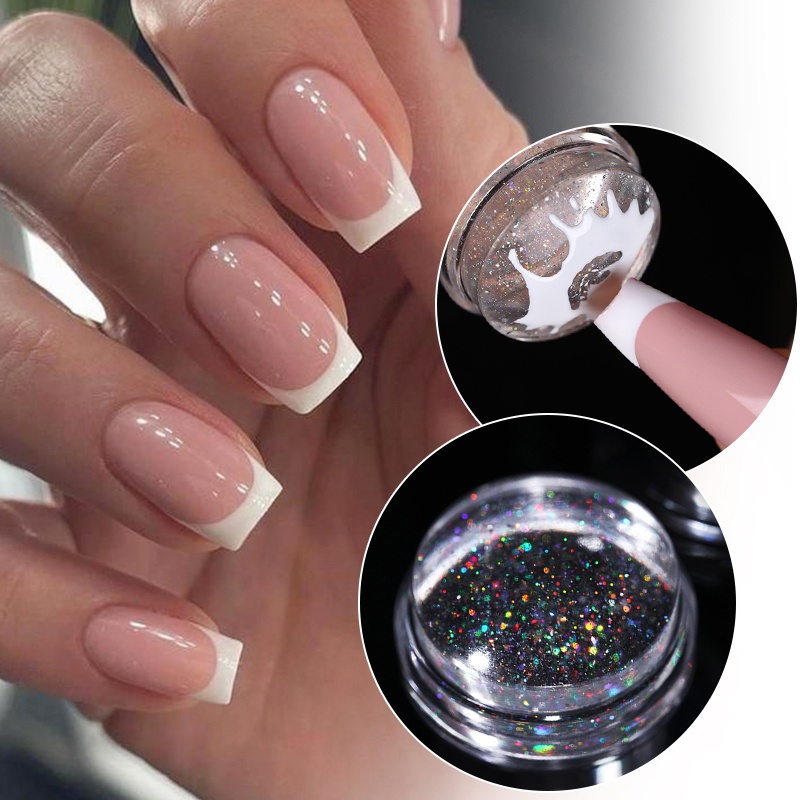 Ur SUGAR ชุดแสตมป์เล็บ Glitter Jelly Head พร้อม Scraper Nail Art แม่แบบพิมพ์ซิลิโคนปั๊มแผ่นเครื่องมือเล็บเครื่องมือ