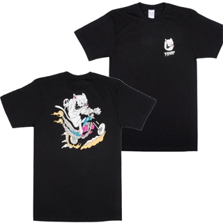 Ripndip เสื้อยืดลําลอง แขนสั้น คอกลม พิมพ์ลายแมว เหมาะกับฤดูร้อน สําหรับผู้ชาย และผู้หญิง