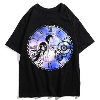 Korean style Anime T-Shirts Steins Gate Hououin Kyoma Makise Kurisu Okabe Rintarou Harajuku Funny Cartoon Short tee