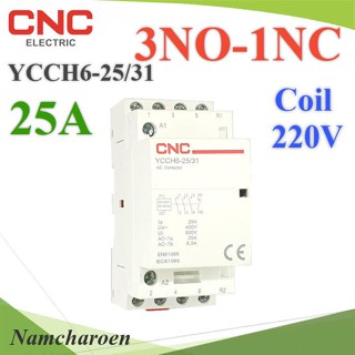 ..แมกเนติก คอนแทคเตอร์ CNC คอยล์คอนโทรล 220VAC ขนาด 25A 4P Dinrial วงจรไฟฟ้า 3NO-1NC รุ่น Contact-25A-3NO-1NC NC