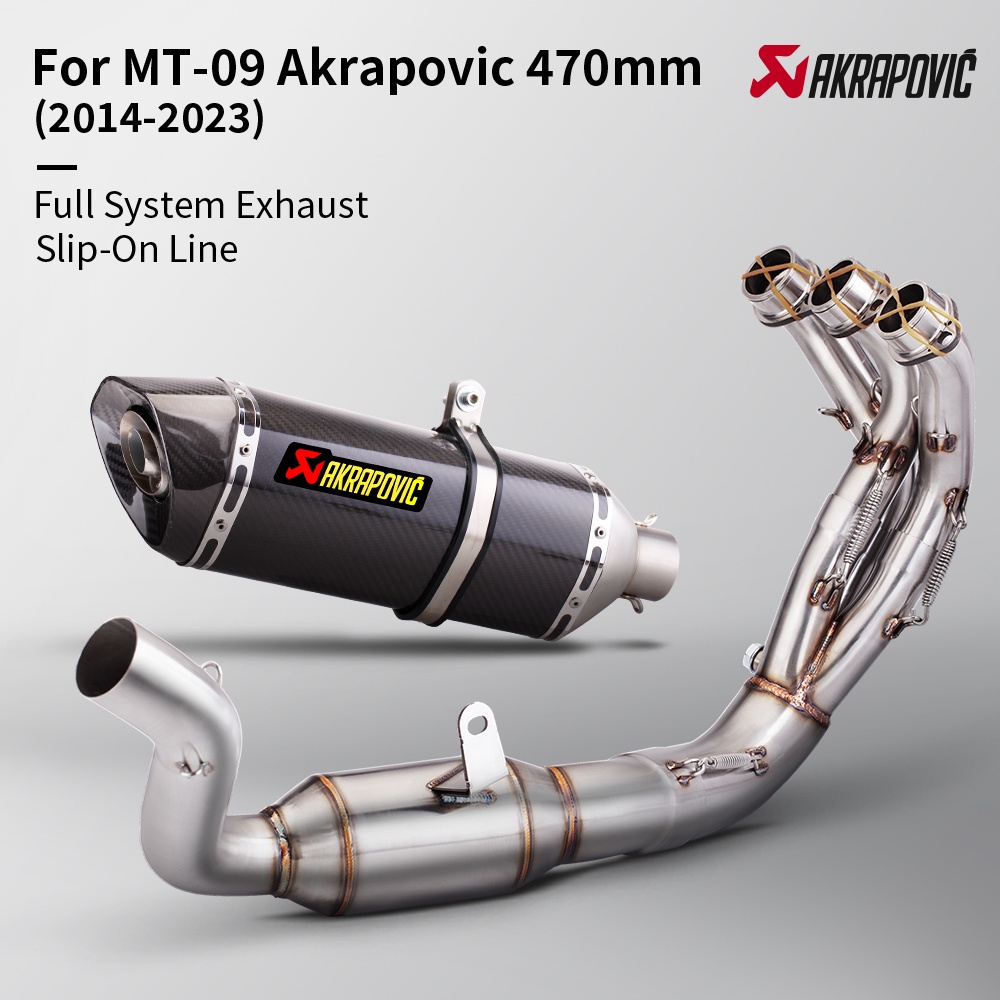Akrapovic 470 มม.สําหรับYamaha MT-09 MT09 FZ 09 2021 2022 2023 ระบบไอเสียรถจักรยานยนต์ดัดแปลงด้านหน้