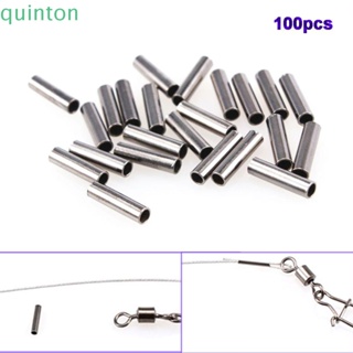 QUINTON Round Fishing Wire Pipe Copper Crimp Sleeves Connector Fishing Line Tube Accessories Stainless Steel 100pcs Alloy Tackle Tools/Multicolor