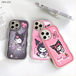 OPPO A7 A5S A12 A9 A5 A3S A12E A74 A95 A71 A76 A36 A94 A96 2020 4G เคสออปโป้ สำหรับ Case Cartoon Lovely Kuromi With Holder เคส เคสโทรศัพท์ เคสมือถือ Shockproof Casing Full Back Cover Soft Cases Protective Shell