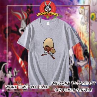 Looney Tunes เสื้อยืดสีขาวผู้หญิง เสื้อยืดแขนสั้น ใส่สบายๆ เสื้อสาวอวบ S-5XL ขาวดำชมพูแดงเขียวเหลืองเทา