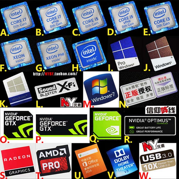 Core 8th core i5 i7 Xeon Computer 8th cpu Notebook win10 Label Sticker