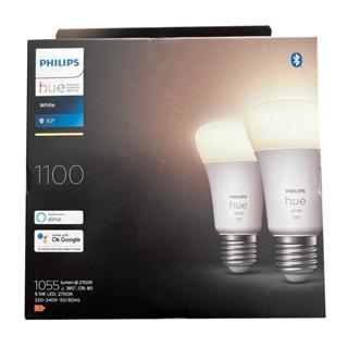 Philips Hue White หลอดไฟอัจฉริยะ Led 9.5W A60 E27 (1100 Lm) สีขาวอบอุ่น 2 แพ็ค