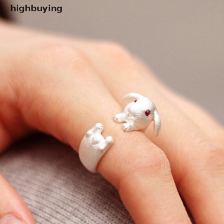 [highbuying] วินเทจ น่ารัก สามมิติ กระต่าย สัตว์ เปิด แหวนปรับได้ สําหรับผู้หญิง ผู้ชาย ใหม่ พร้อมส่ง