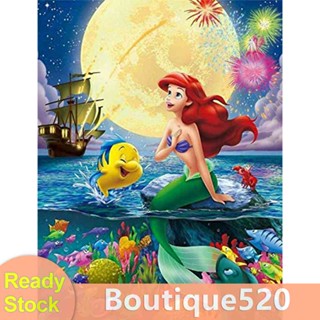 【จัดส่งฟรี】ภาพจิตรกรรมปักครอสสติตช์ รูปนางเงือก 5D [boutique520.th]