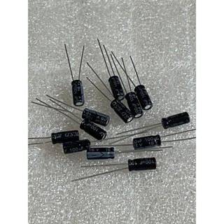 C100uF 16v ขนาด 5x11mm. สีดำ 105C C100UF 16V C100uf 16v/100ตัว/ Capacitor