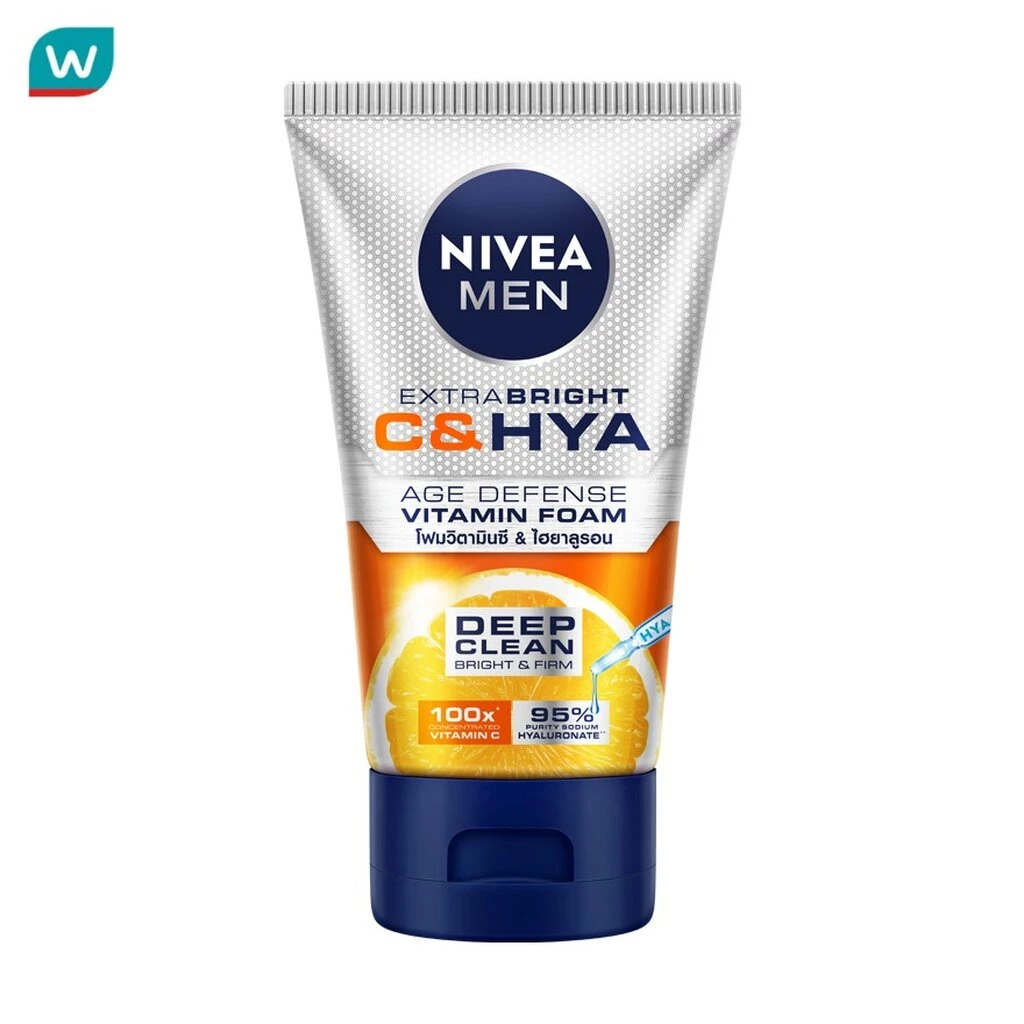 Nivea นีเวีย เมน เอ็กซ์ตร้า ไบรท์ ซีแอนด์ไฮยา เอจ ดีเฟนซ์ วิตามิน วอช 100 กรัม โฟมล้างหน้า