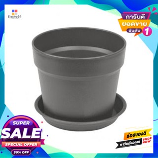 Plastic กระถางพลาสติกพร้อมจานรอง รุ่น TWP-2022MG ขนาด 4.8 นิ้ว สีเทา Plastic Flower Pot With Saucer FONTE TWP-2022MG Siz