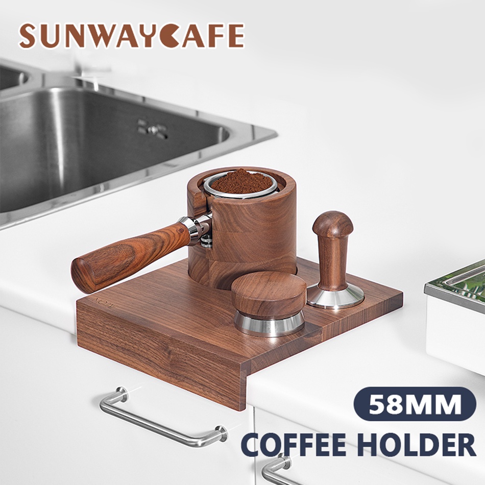 58mm Wood Coffee Filter Tamper Holder Espresso Tamper Mat Stand Coffee