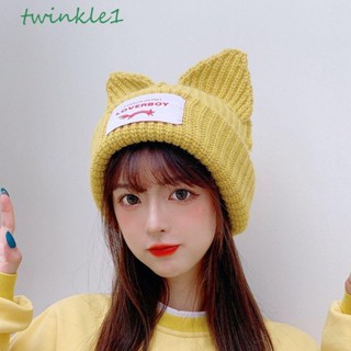 Twinkle1 หมวกถักแฟชั่น ให้ความอบอุ่น กันความหนาว แต่งหูแมว