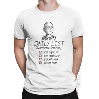 เสื้อยืดคอกลม ผ้าฝ้าย 100% พิมพ์ลายอนิเมะ One Punch Man Daily List Saitama OPM Oppai สําหรับผู้ชายสินค้ามาใหม่_07