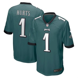 เสื้อกีฬารักบี้ ลายทีม NFL Philadelphia Eagles เสื้อกีฬาแขนสั้น ลายทีม Jalen Hurts 1 ชุด