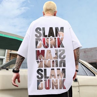 Street Wear Japanese Slam Dunk Character Printed Short-Sleeved T-Shirt Men Women Teenage Trendy Fashion Large Size _09