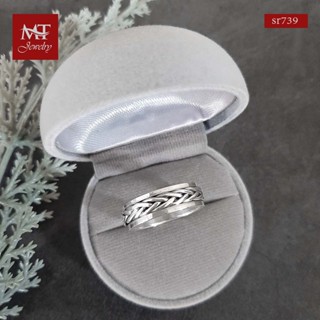 MT แหวนเงินแท้ ลายถัก เกลียวเชือก แบบหมุนได้ งานรมดำ ไซส์: 61 Solid 925 Sterling Silver Ring (sr739) MT Jewelry มณีธารา