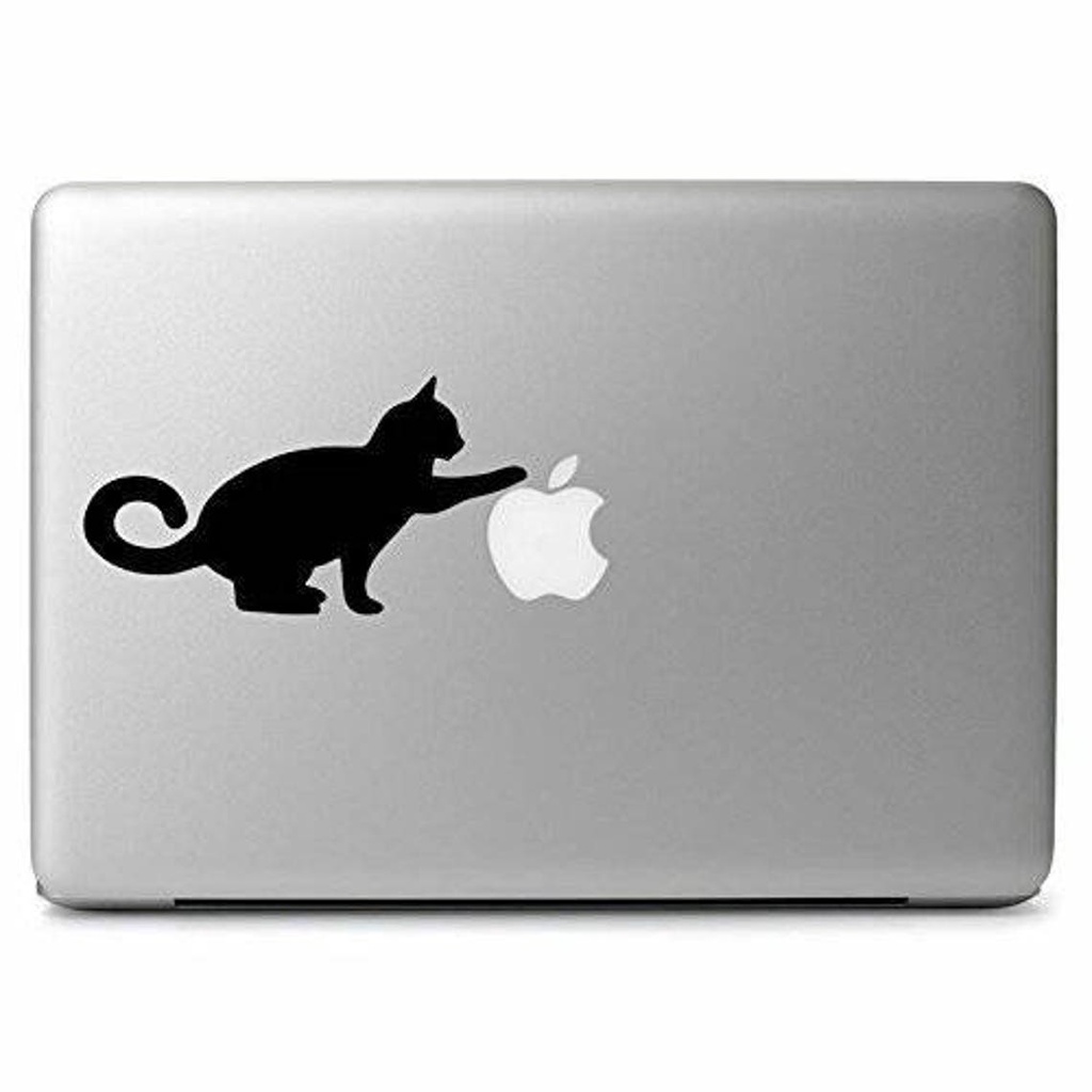 สติ๊กเกอร์ Apple Cat Playing - สติ๊กเกอร์ Macbook Ipad แล็ปท็อป